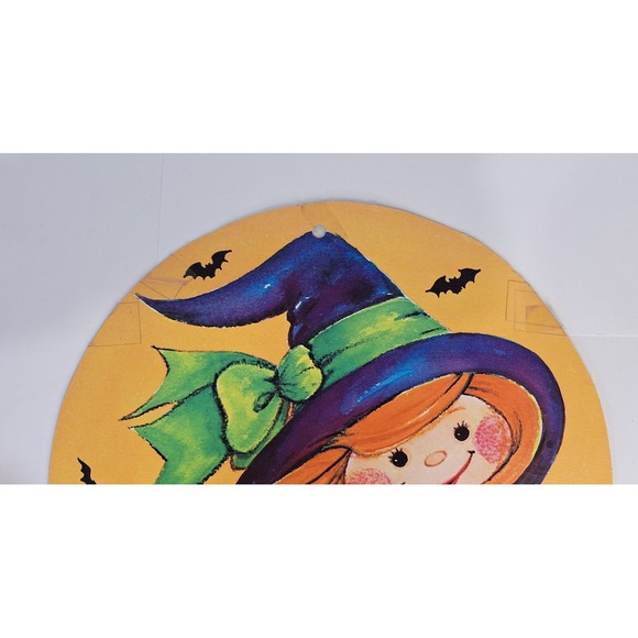 Vintage Halloween Cut Out Witch Broom Cat Bats Full Moon Ghosts USA - Picture 2 of 12